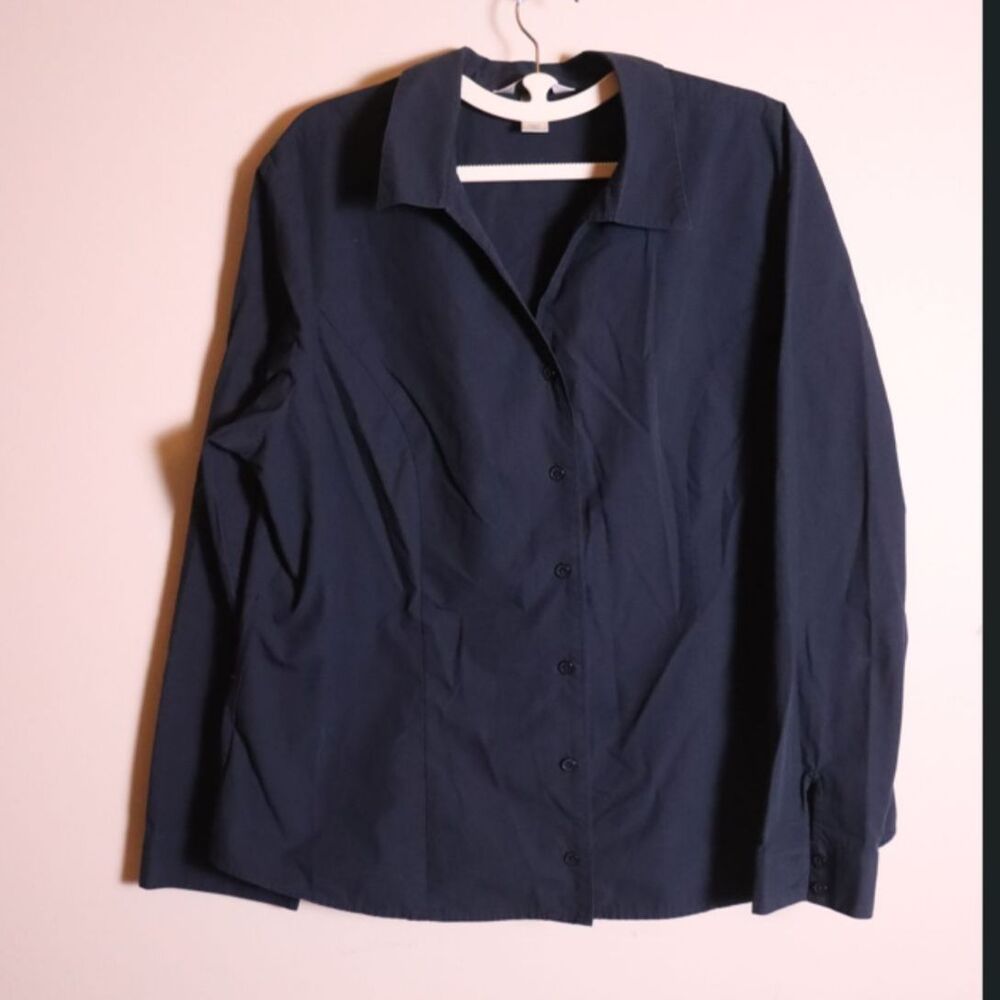 Christopher & Banks Black Button Up Work Shirt XL